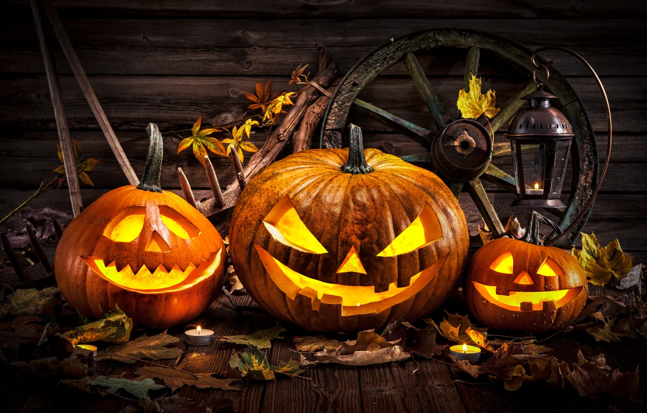 Photo wallpaper Halloween, horror, glow, holiday, head, glowing, haunting, grinning