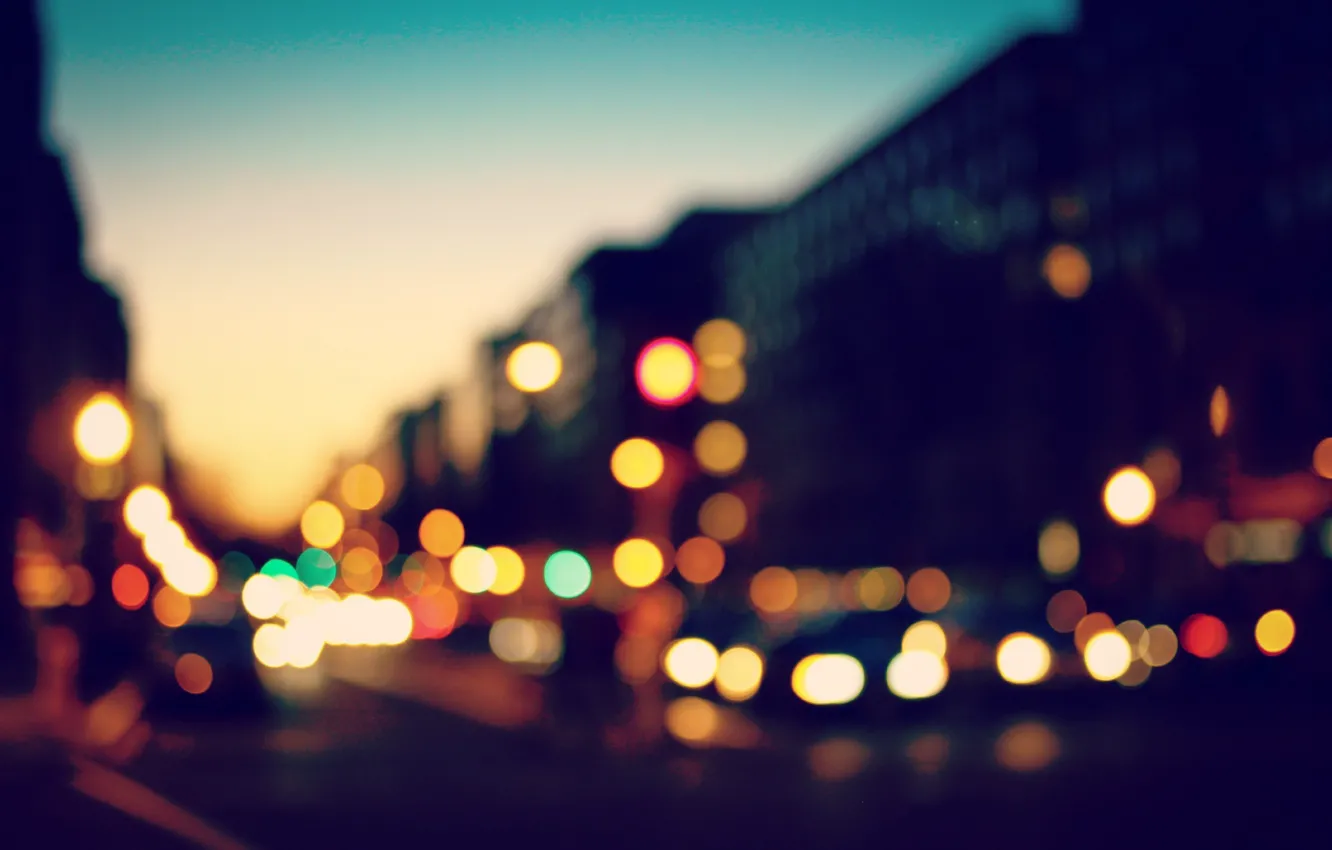 Photo wallpaper light, night, the city, lights, street, blur, bokeh