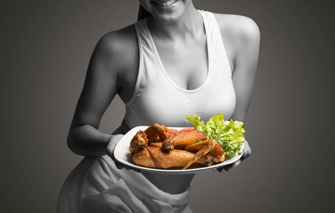 Photo wallpaper woman, diet, healthy food