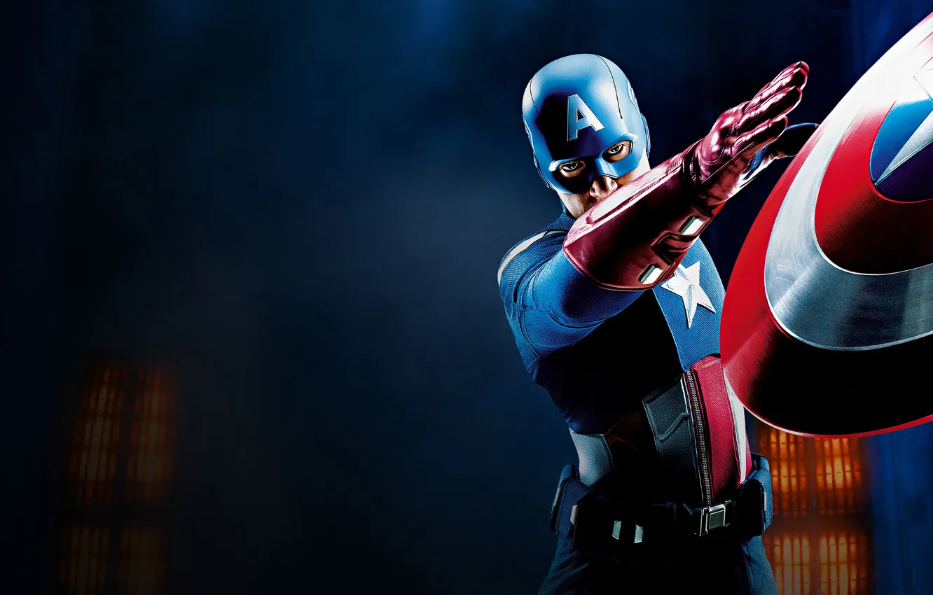 Photo wallpaper background, costume, shield, poster, Marvel, comic, Captain America, Chris Evans