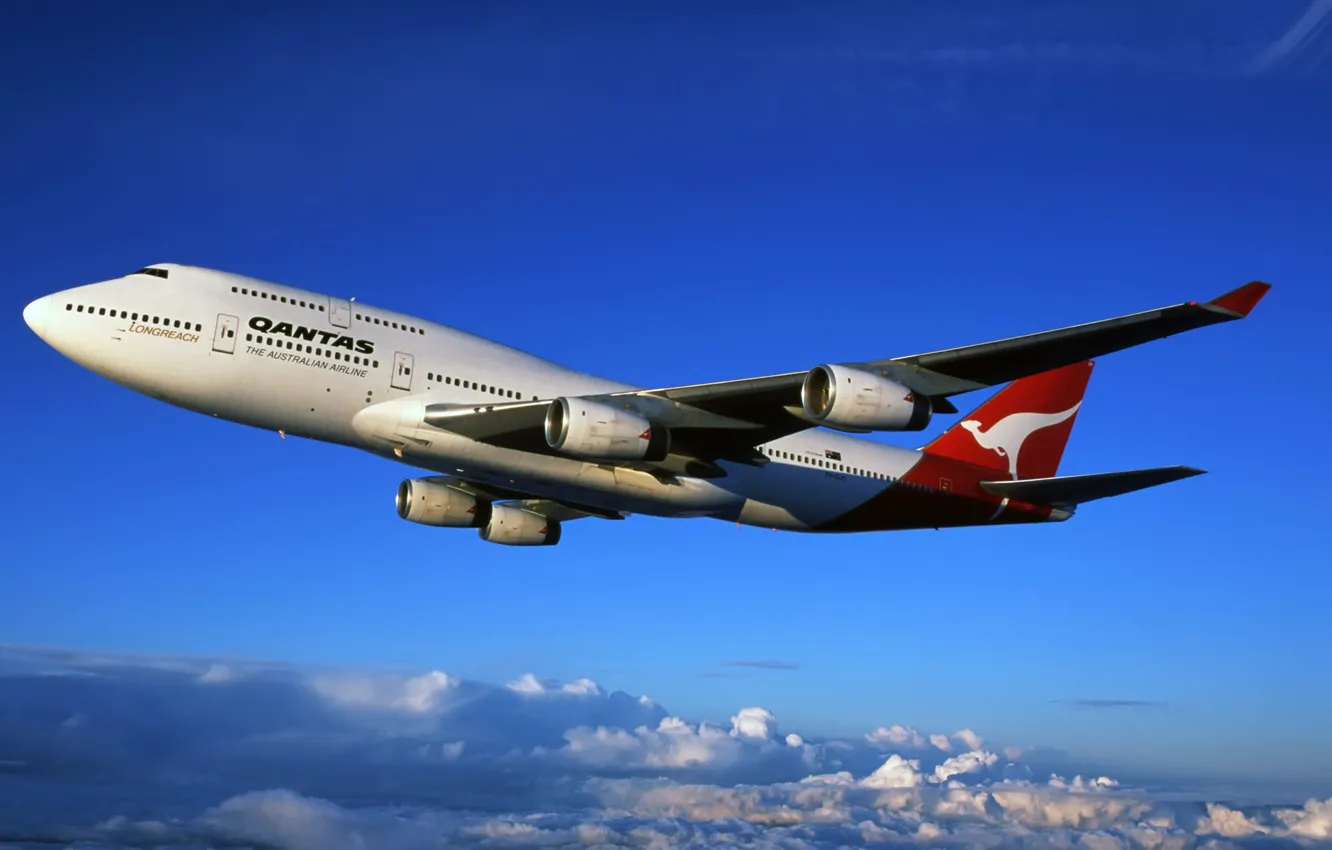 Photo wallpaper Liner, Boeing, Boeing, The, 747, Qantas, Australian, Airlines