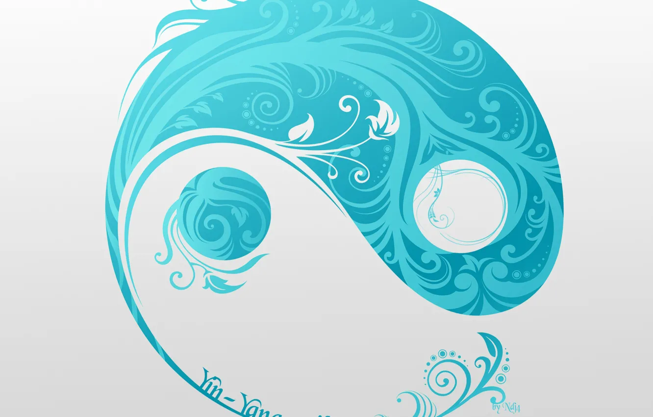Photo wallpaper symbol, grey background, Ying-Yang, Yin-yang smile