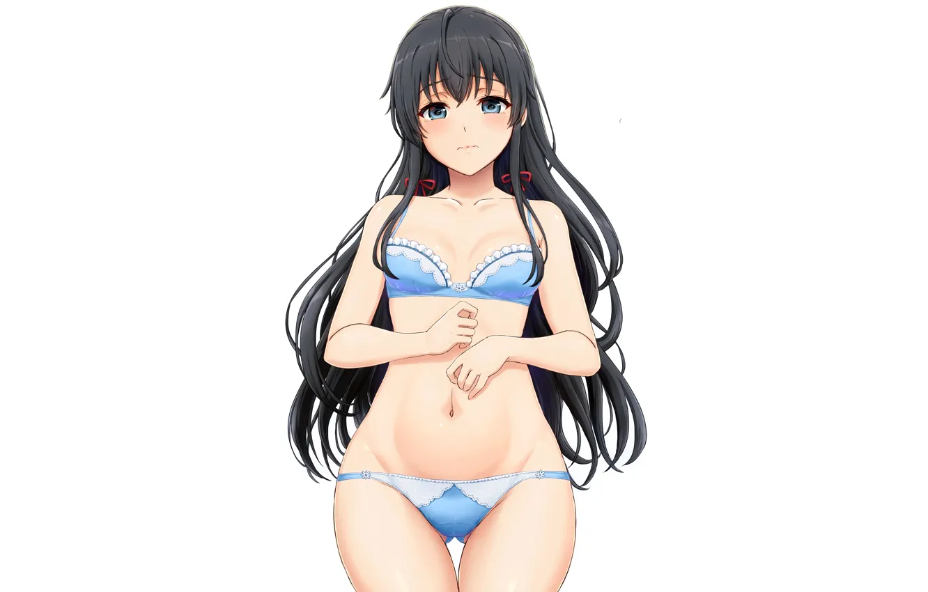 Photo wallpaper girl, sexy, lingerie, bra, cleavage, panties, long hair, boobs