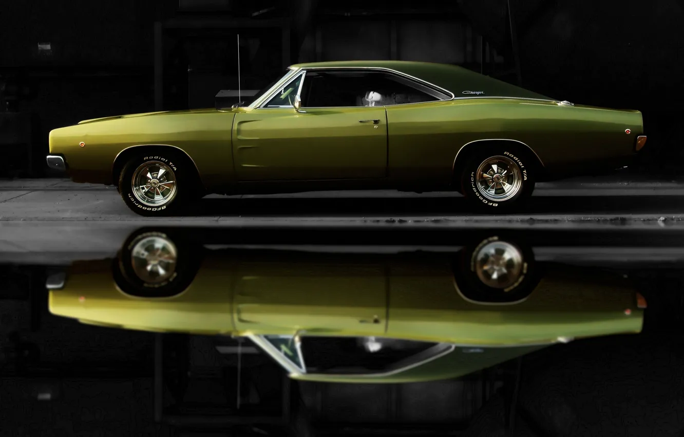 Photo wallpaper reflection, Dodge, 1969, Dodge, drives, Charger, Muscle Car