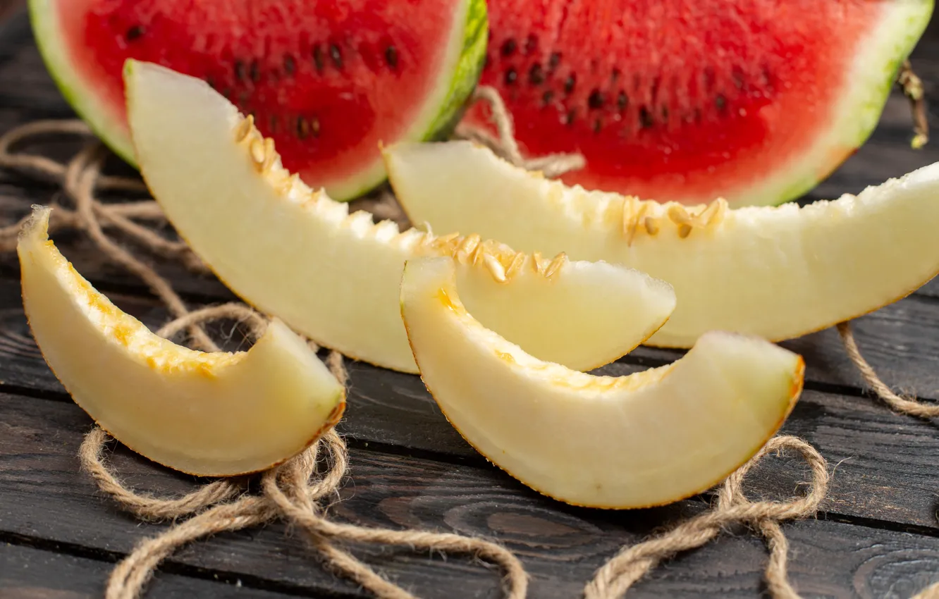 Photo wallpaper watermelon, melon, slices, composition, slices