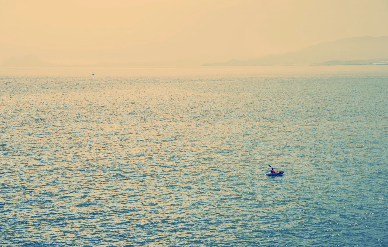Photo wallpaper sea, boat, minimalism