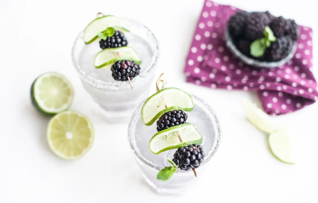 Photo wallpaper ice, BlackBerry, drink, cocktail, lime