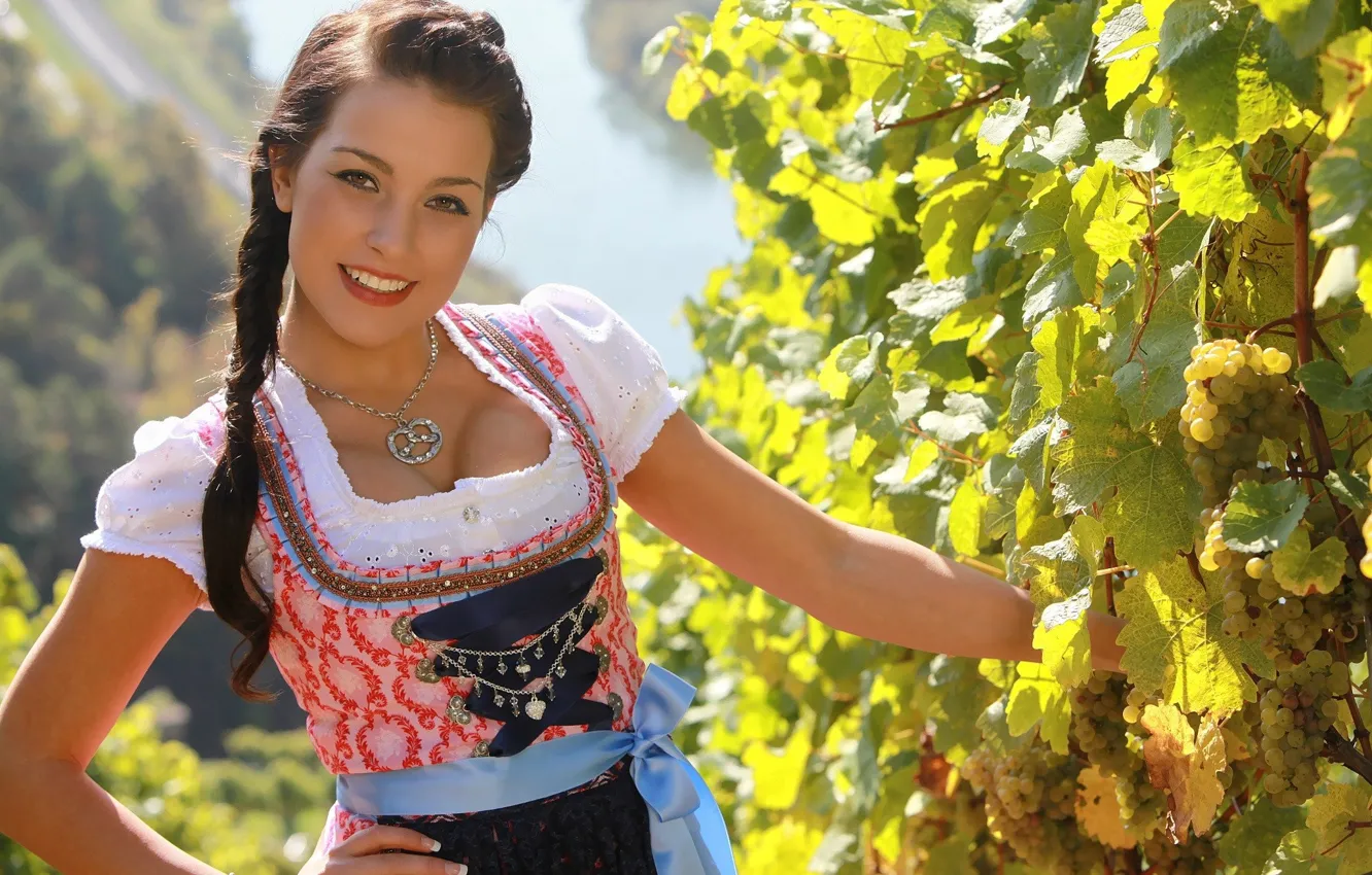 Photo wallpaper decoration, smile, brunette, braids, the rays of the sun, beautiful girl, smile, brunette