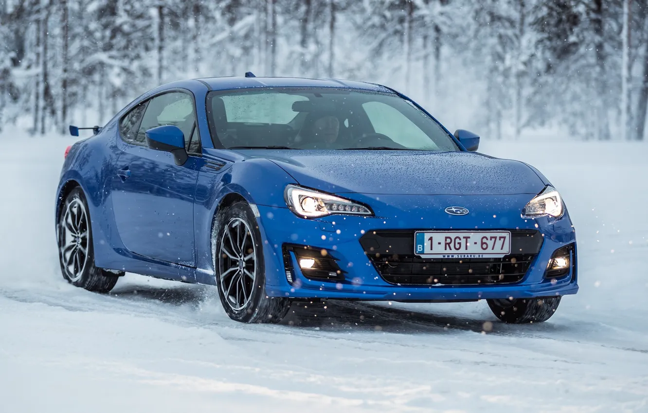 Photo wallpaper winter, auto, snow, blue color, Subaru BRZ 2016