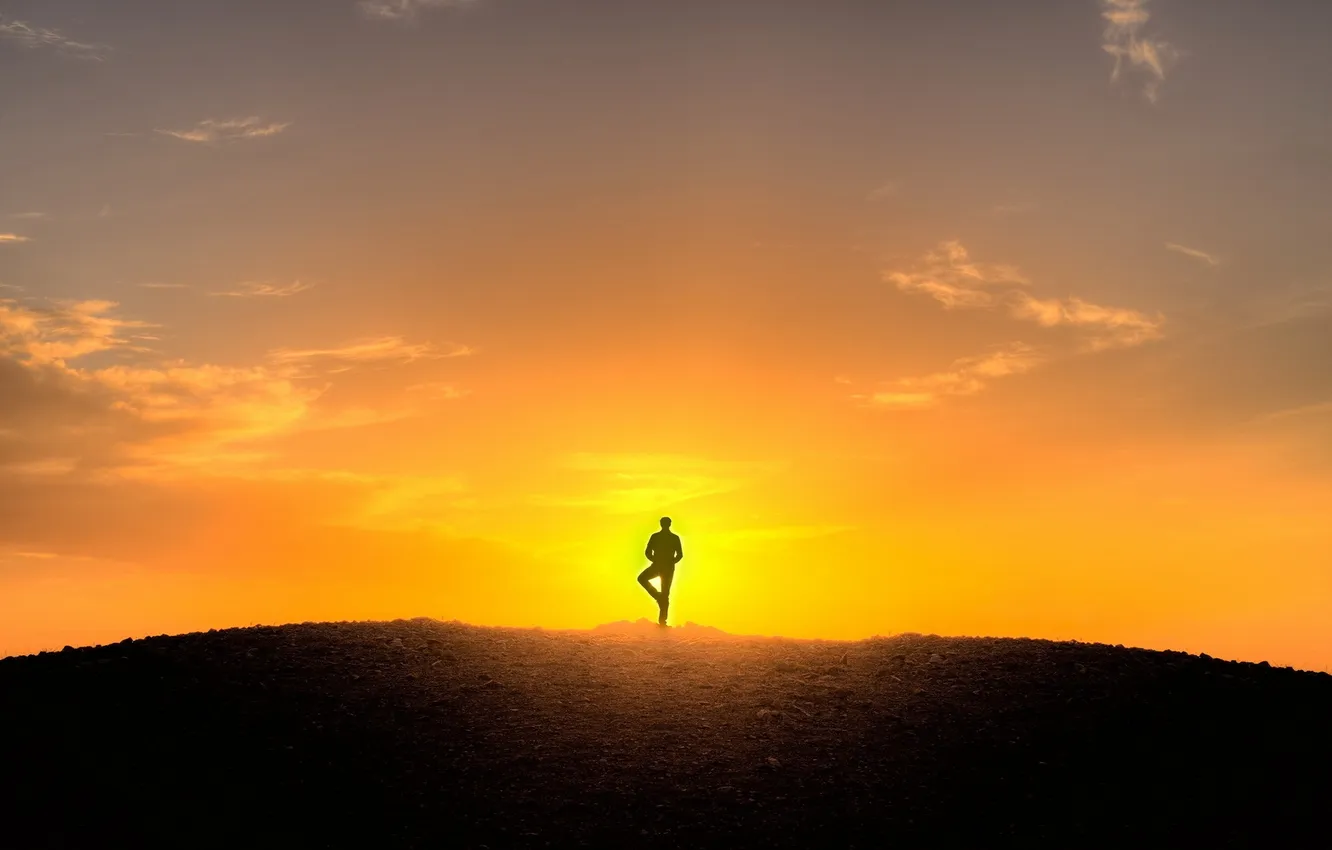 Photo wallpaper the sky, light, sunset, people