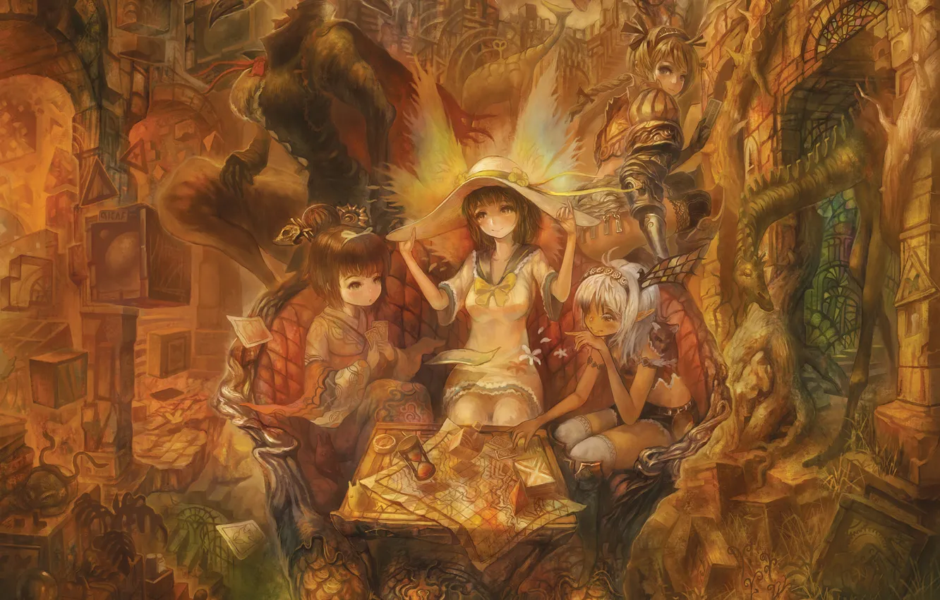 Photo wallpaper the city, sofa, map, being, girl