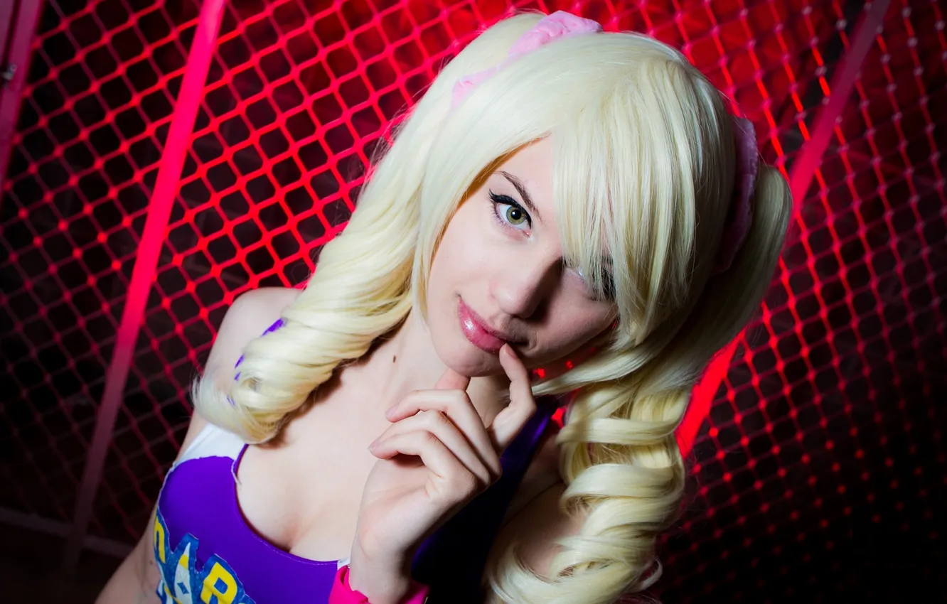 Photo wallpaper look, girl, blonde, ponytail, cosplay, Lollipop Chainsaw, Juliet Starling