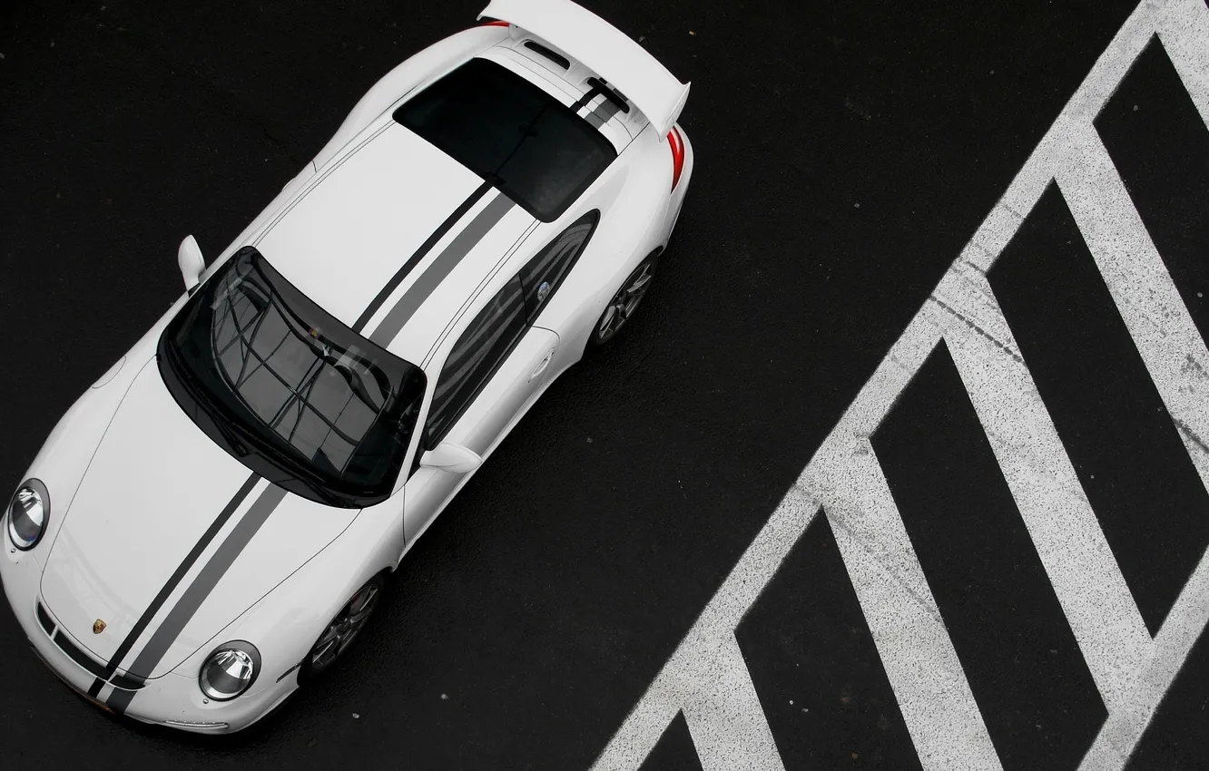 Photo wallpaper car, Porsche, white, Line, Sport