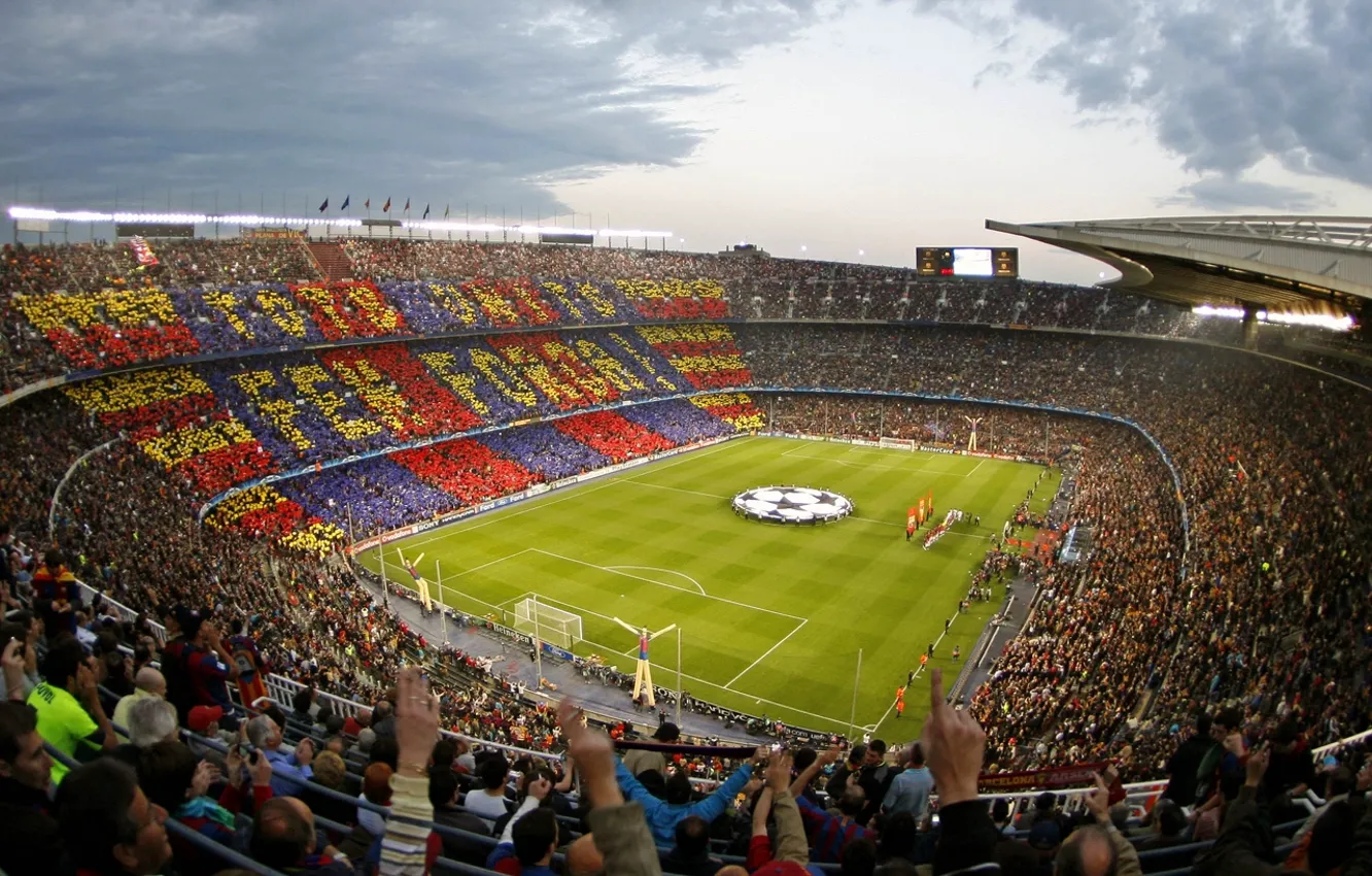 Photo wallpaper Spain, stadium, Match, Champions League, Camp, Nou, semi-finals, Barcelona