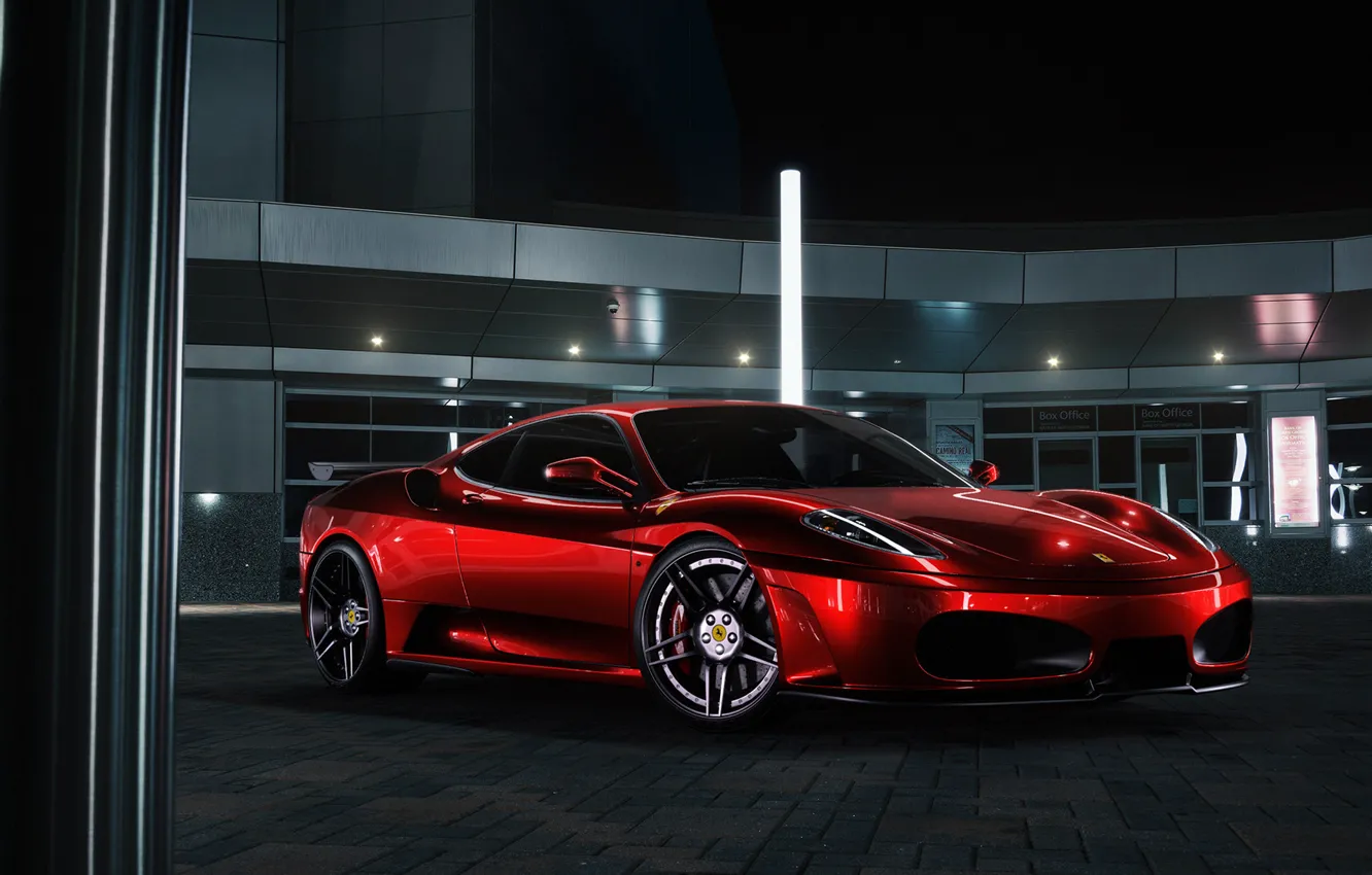 Photo wallpaper F430, Ferrari, Red, Front, Color, Supercar, Chrome