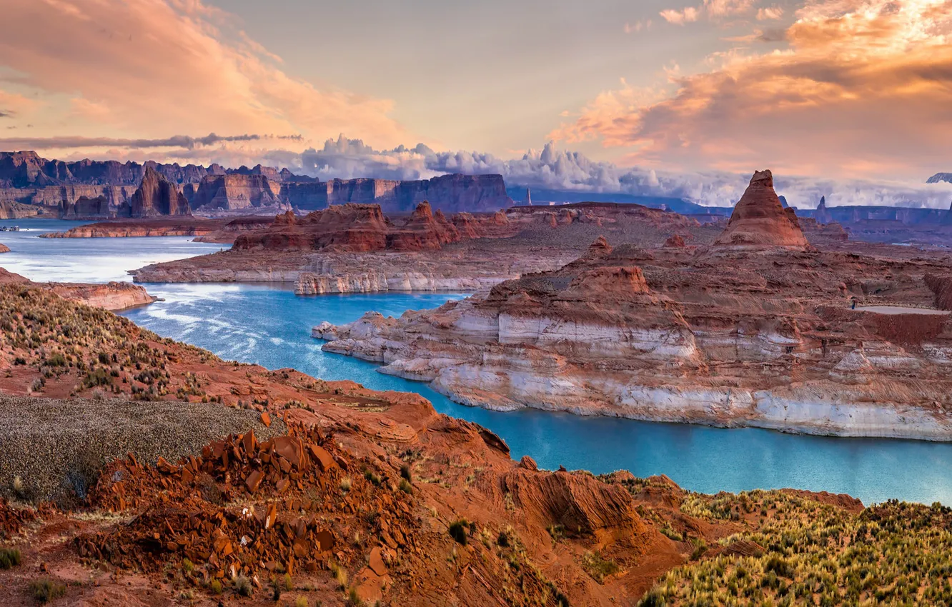 Photo wallpaper sunrise, Glen Canyon, wonderful colors