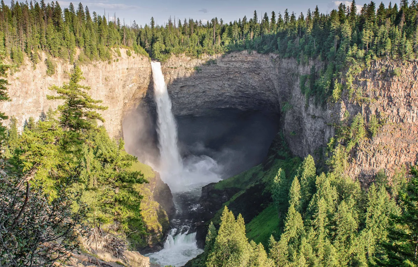 Photo wallpaper forest, landscape, nature, waterfall, Helmcken Falls