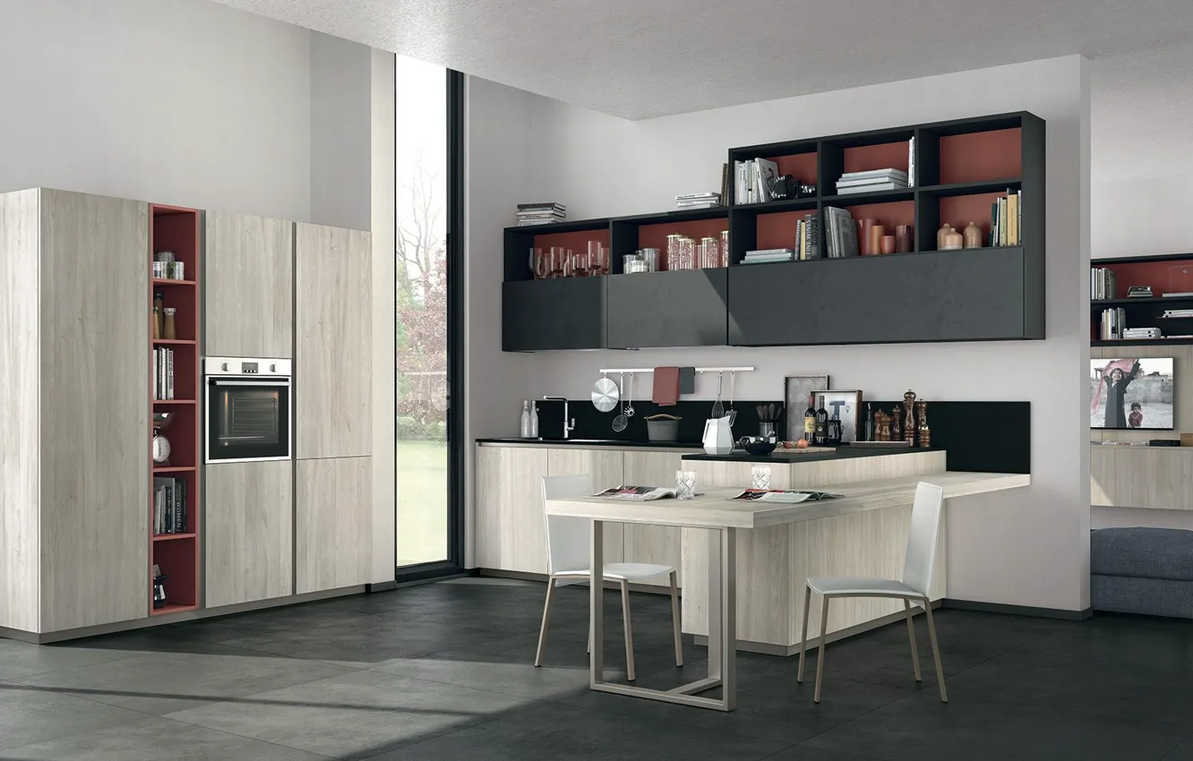 Photo wallpaper design, style, interior, kitchen, dining room