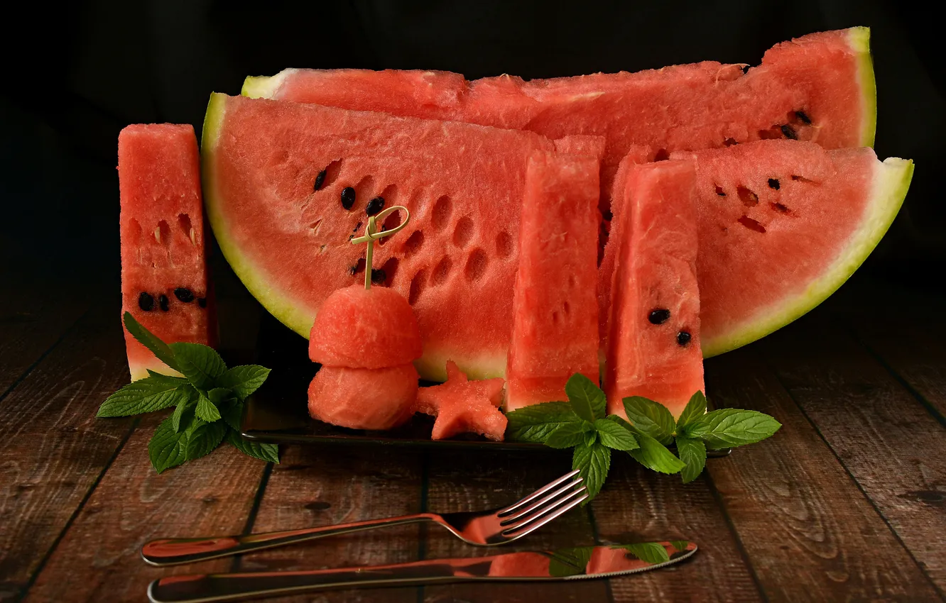 Photo wallpaper watermelon, still life, slices