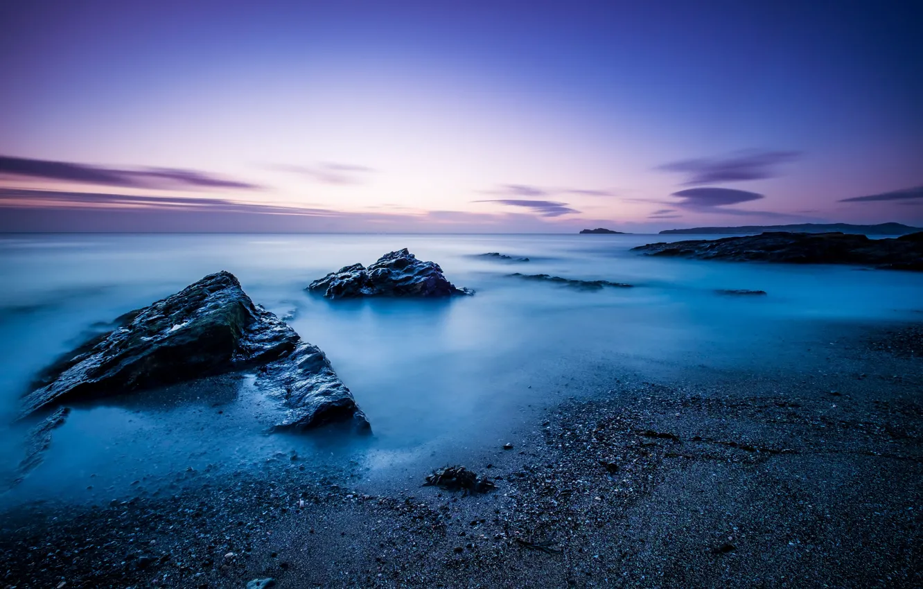 Photo wallpaper sea, night, shore