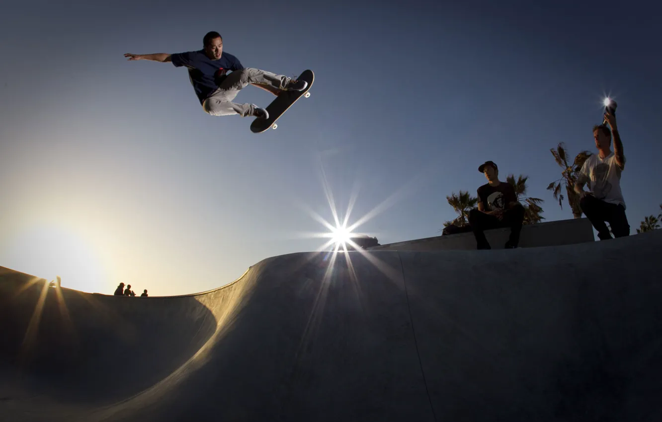 Photo wallpaper jump, skate, adrenaline, skateboarding, ramp