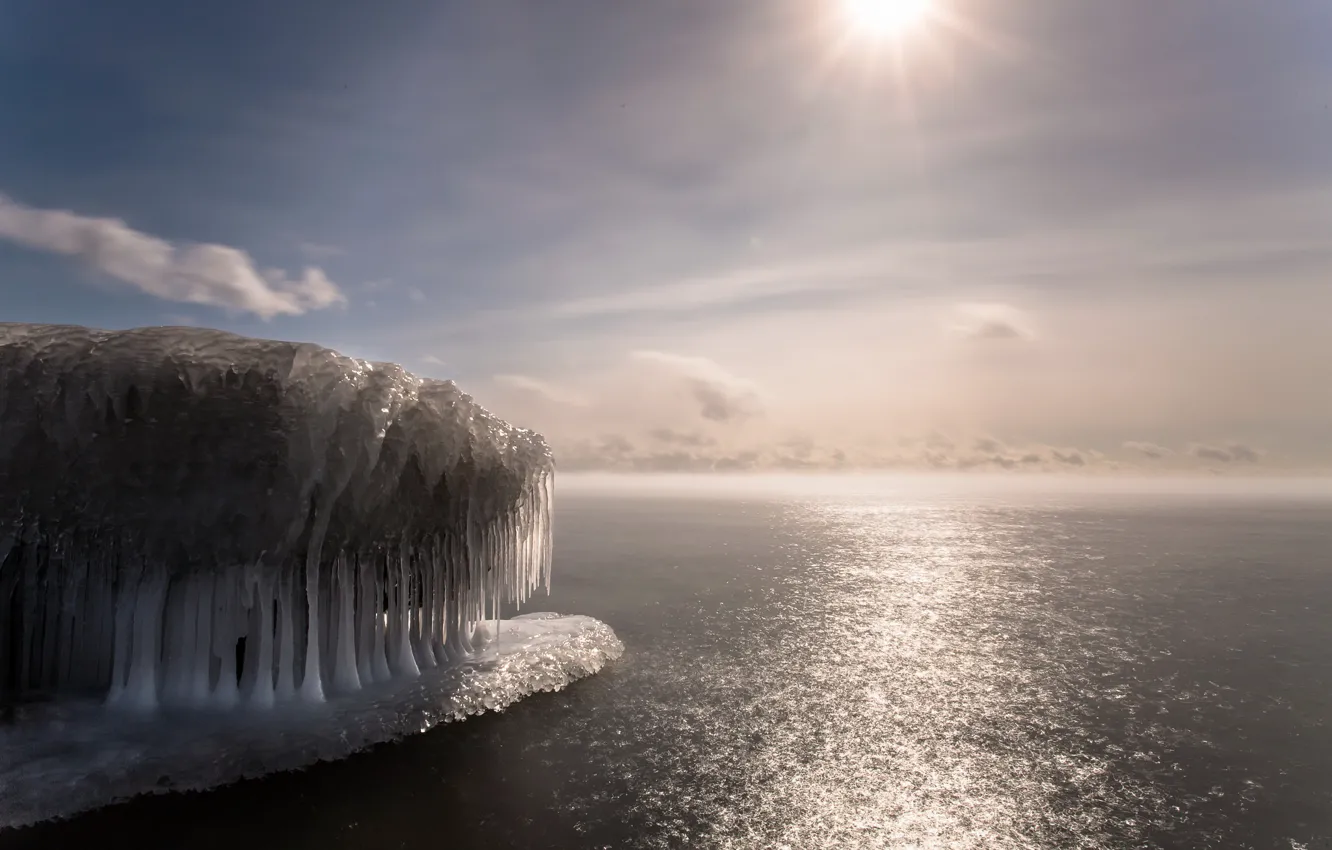 Photo wallpaper sea, light, ice