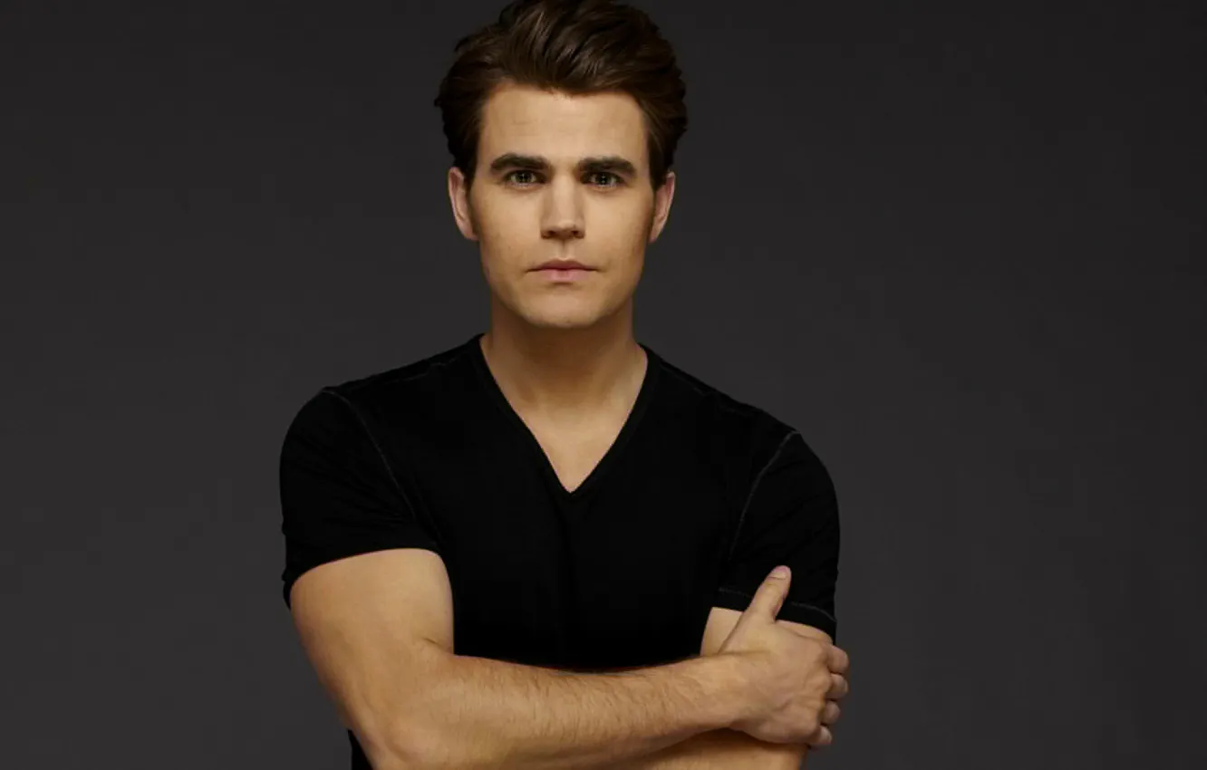 Photo wallpaper grey, background, actor, male, the series, The Vampire Diaries, The vampire diaries, Paul Wesley