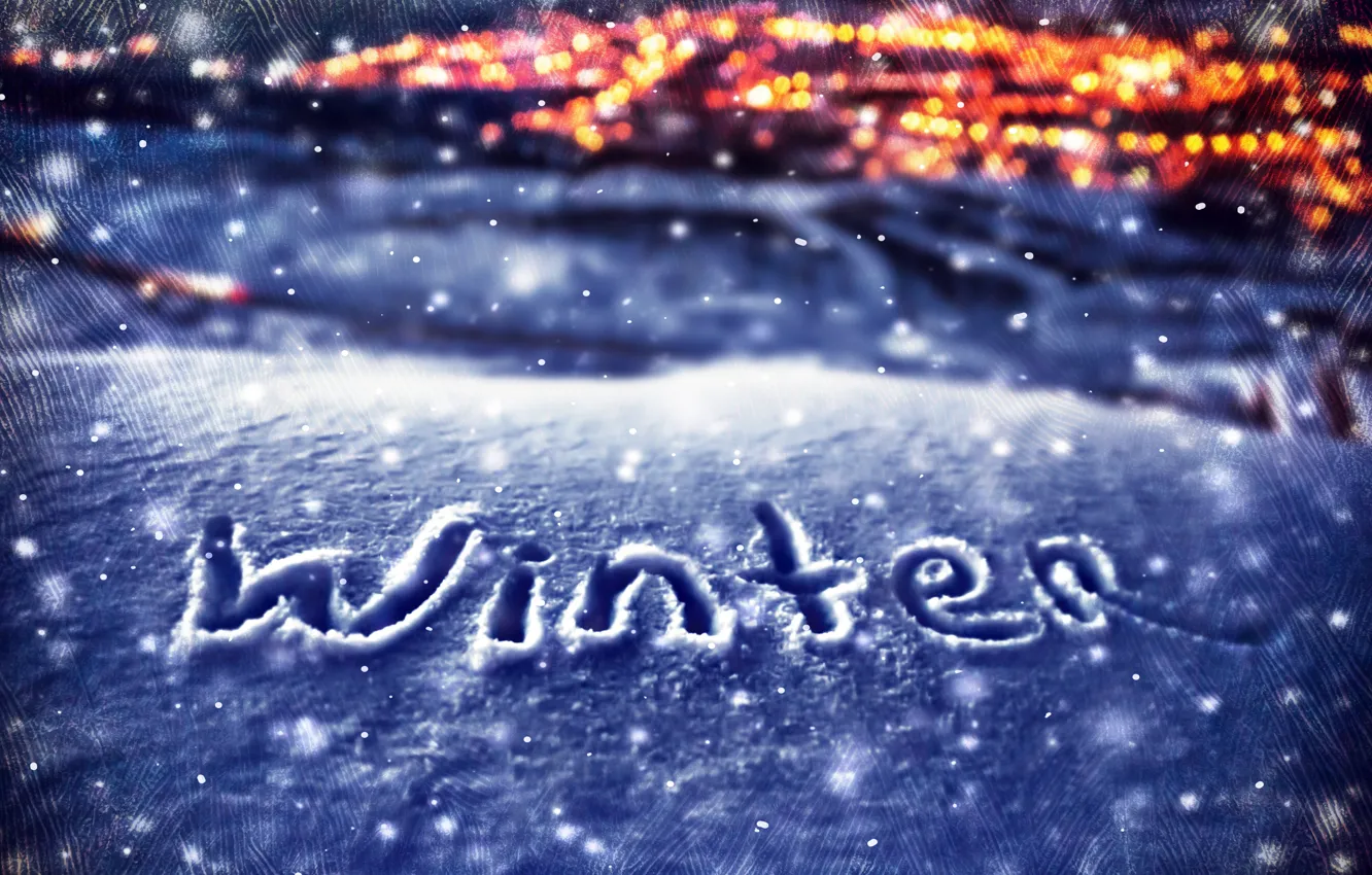 Photo wallpaper winter, snow, the inscription