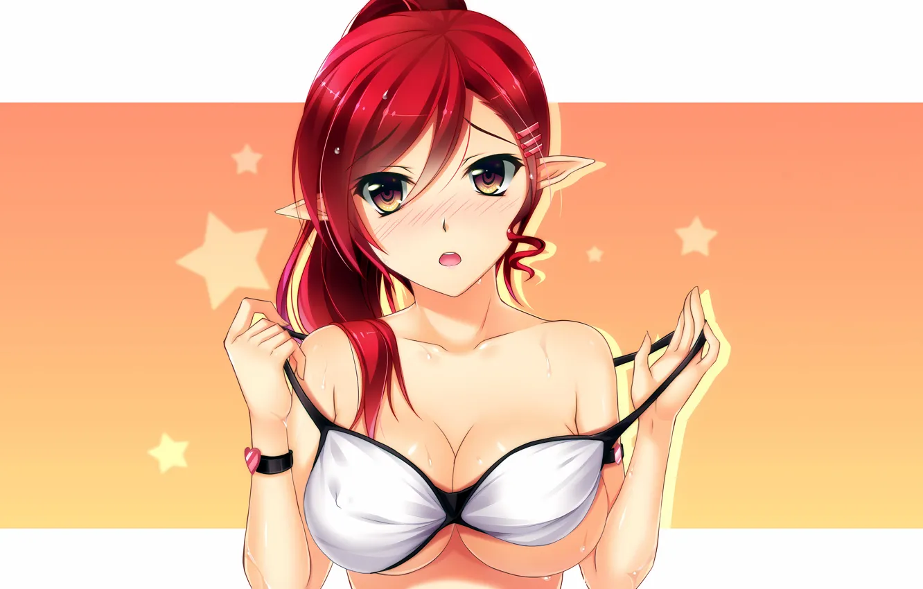 Photo wallpaper girl, sexy, wet, cleavage, long hair, boobs, anime, beautiful