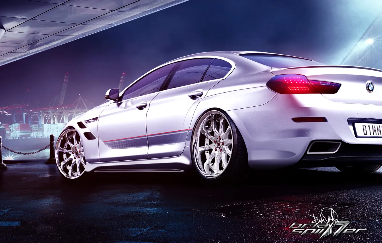 Photo wallpaper white, night, glare, BMW, BMW, port, white, kit