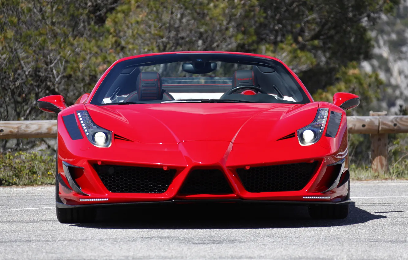 Photo wallpaper machine, red, lights, Ferrari, 458, the front, Mansory, Spider