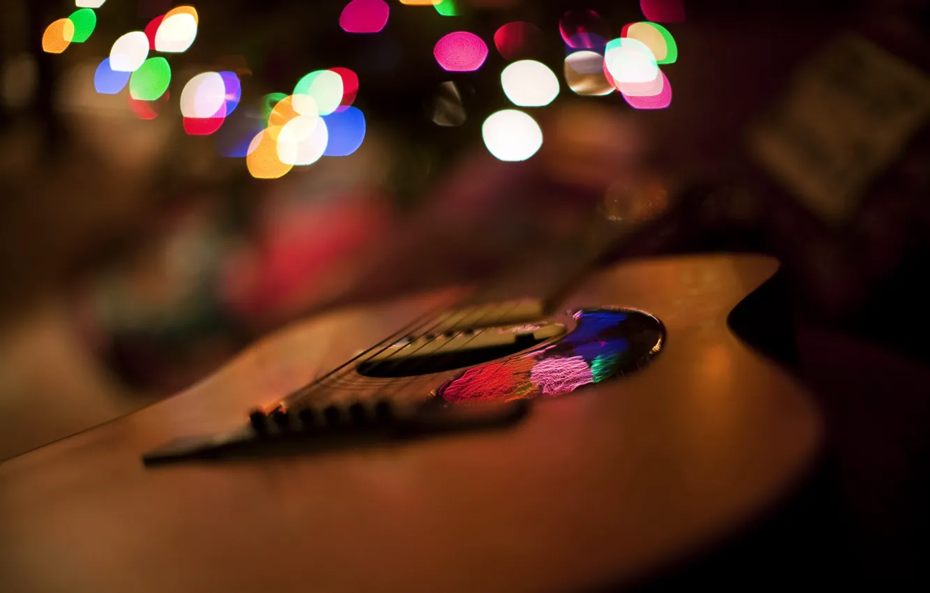 Photo wallpaper light, glare, guitar