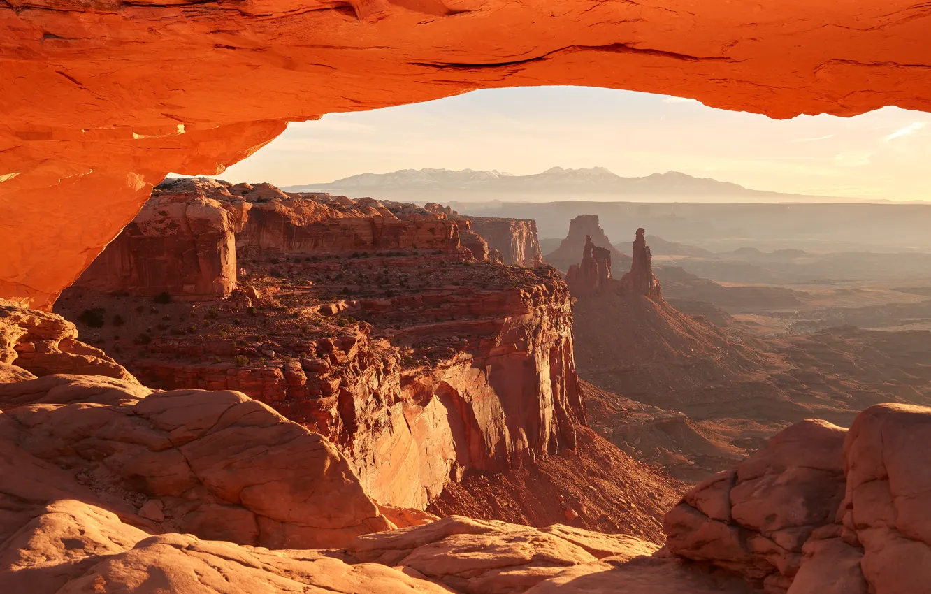 Photo wallpaper light, landscape, mountains, nature, stones, rocks, view, height