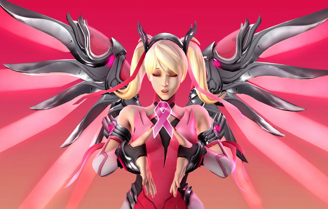 Photo wallpaper girl, wings, blonde, Overwatch, Mercy, Angela Ziegler