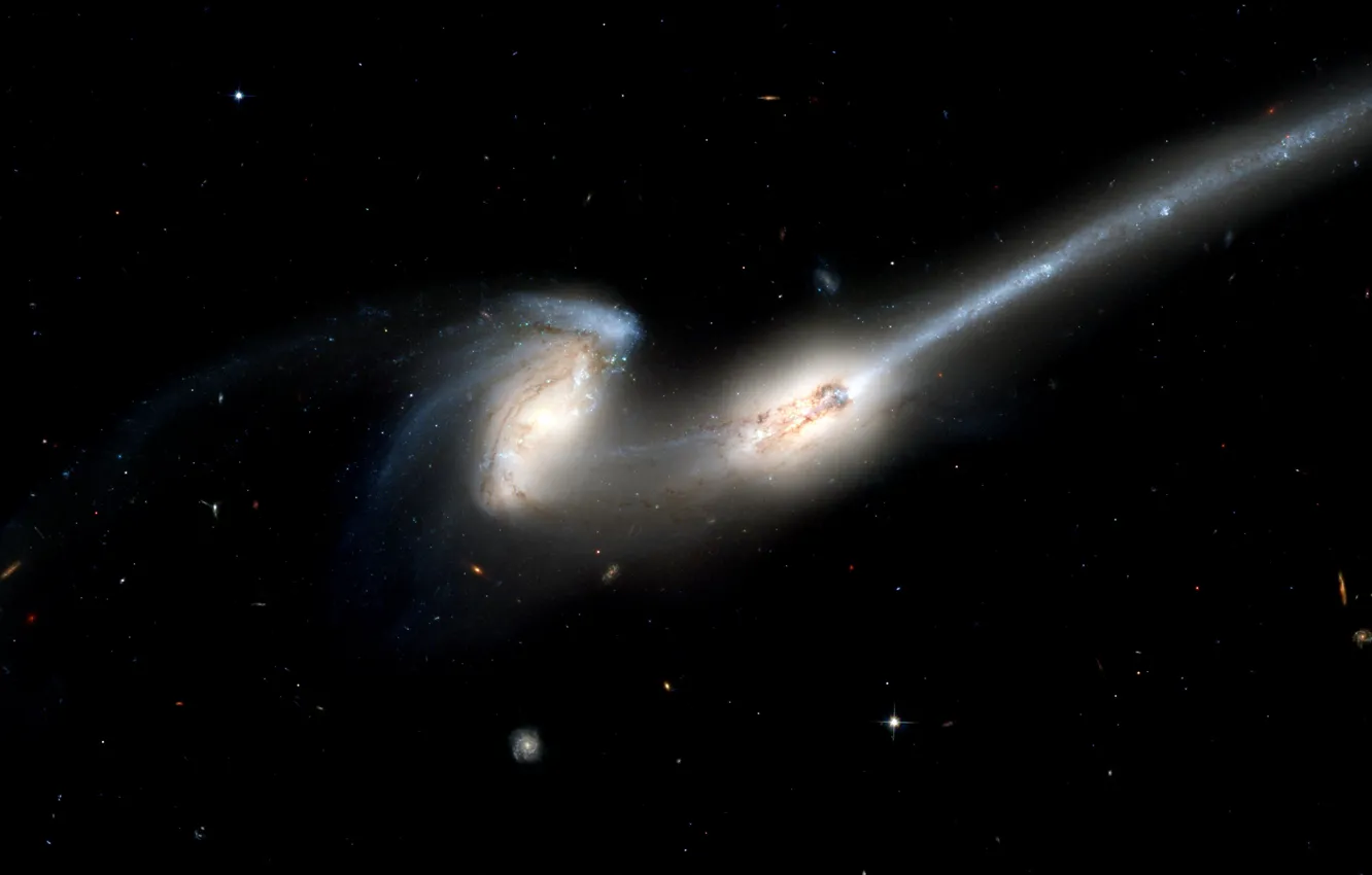 Photo wallpaper Galaxy, stars, galaxies, NGC 4676, Colliding galaxies, The Mice, Constellation of Coma Berenices, Hydrogen Clouds
