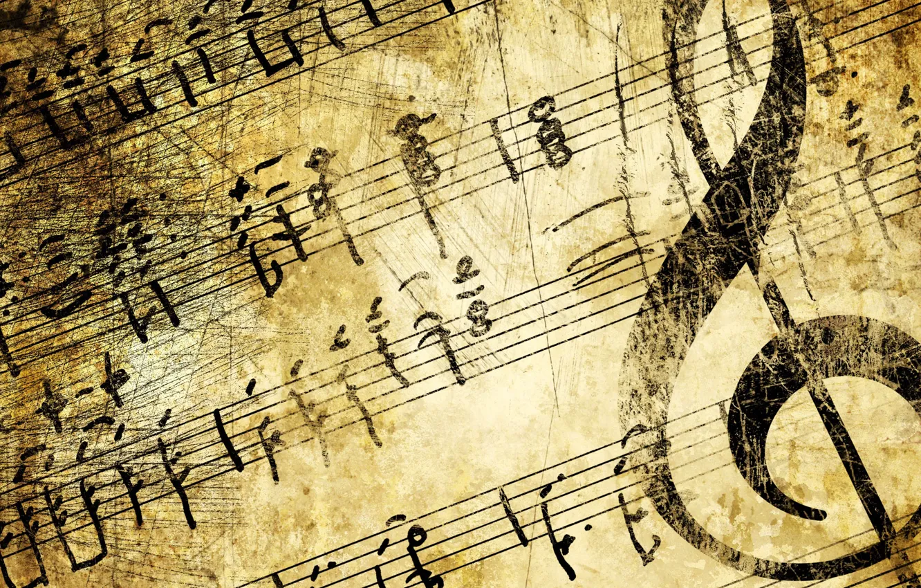 Photo wallpaper notes, texture, treble clef