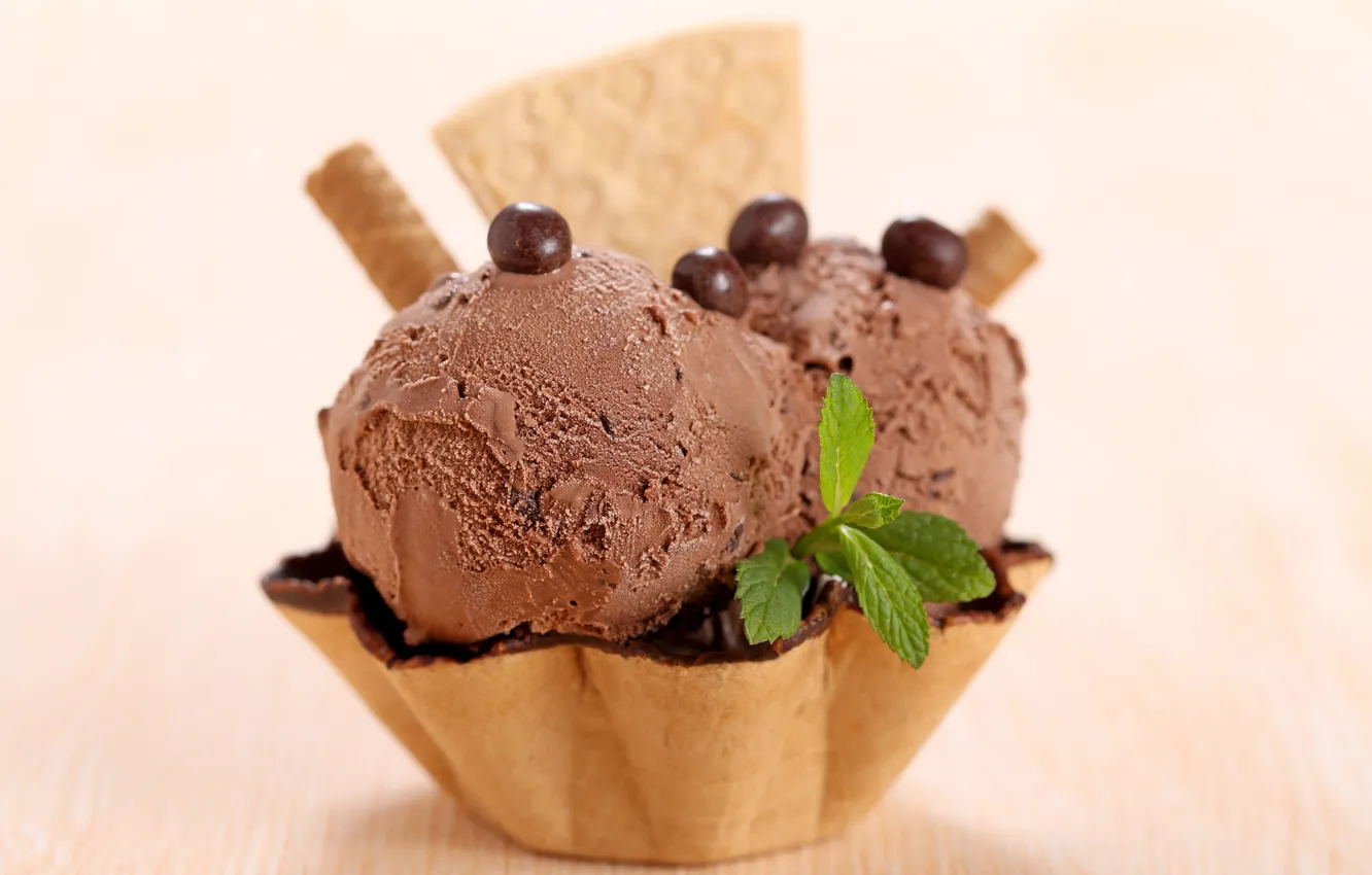 Photo wallpaper ice cream, Cup, dessert, sweet, chocolate, tube, glaze