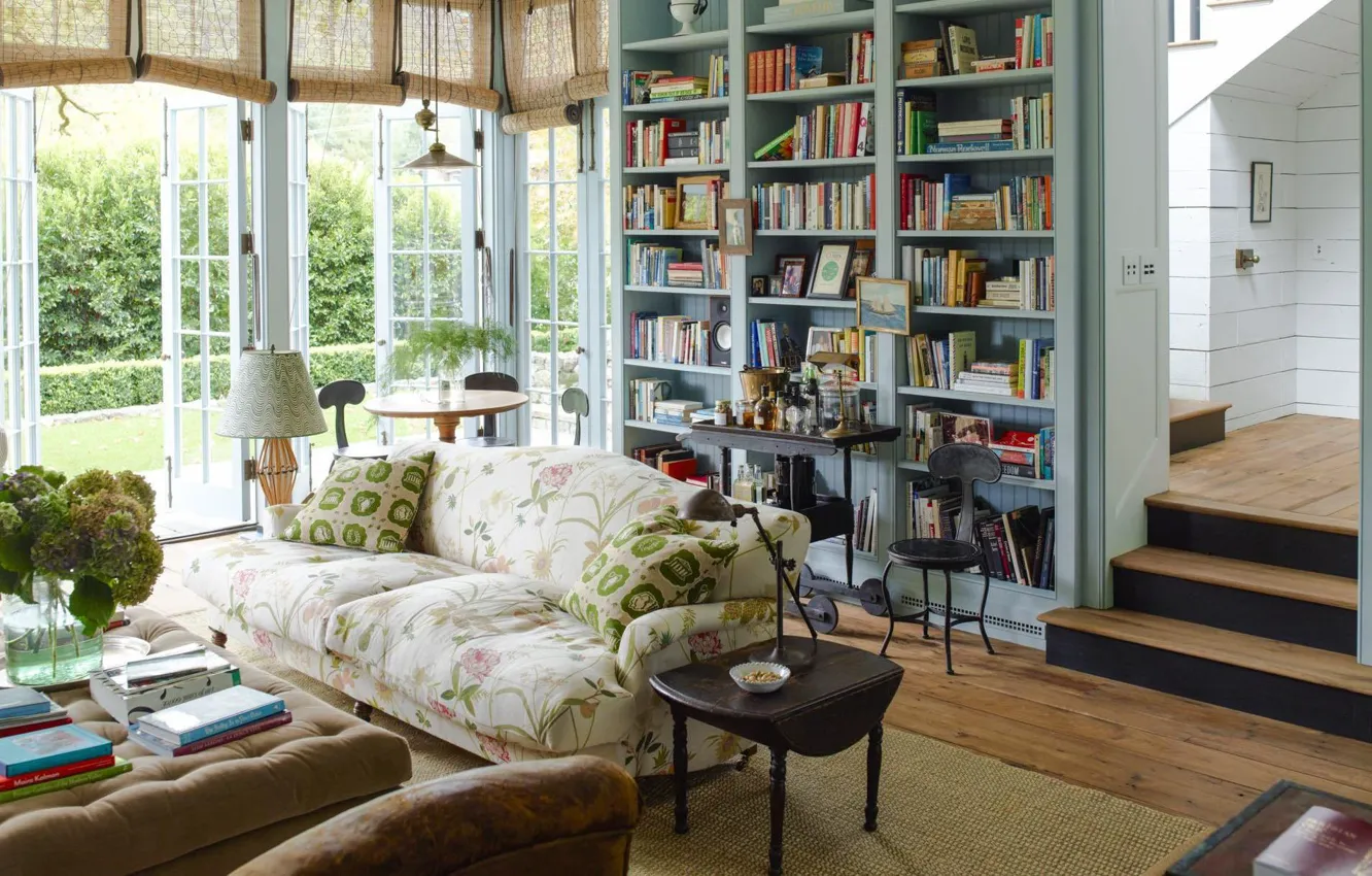 Photo wallpaper design, style, interior, CA, library, California, living room, Beautiful country house