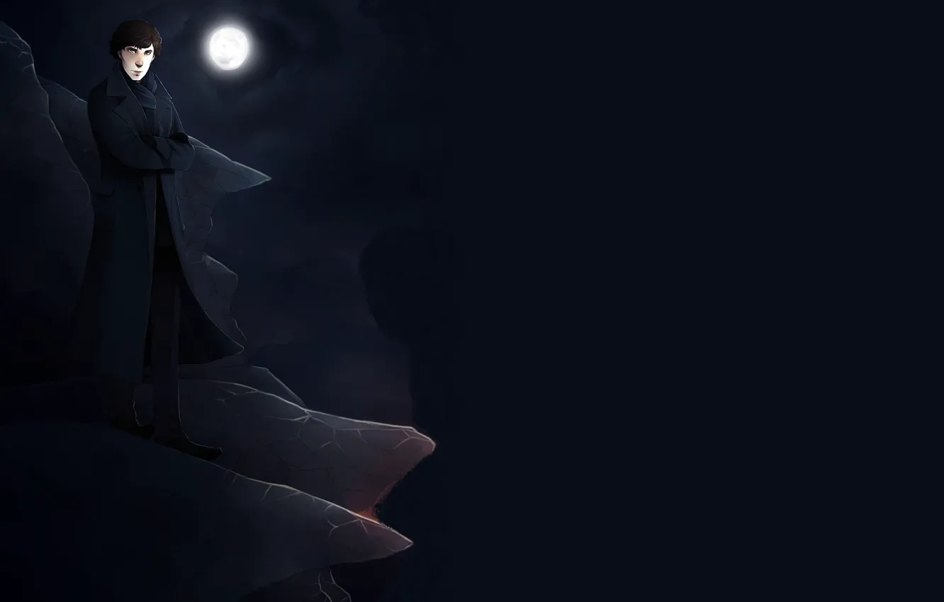 Photo wallpaper night, rocks, art, the series, Sherlock Holmes, Sherlock BBC