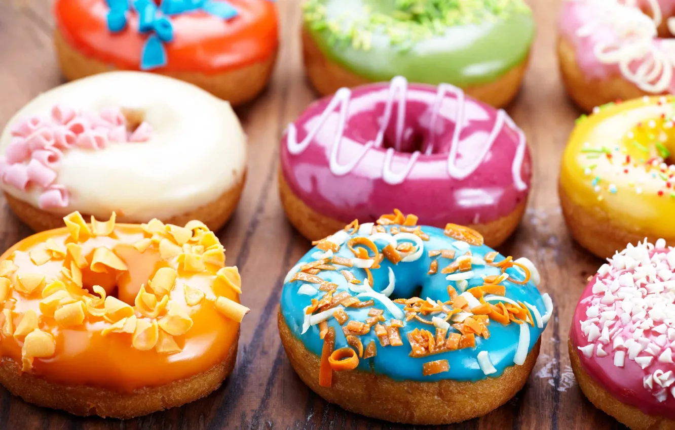 Photo wallpaper donuts, glaze, doughnuts