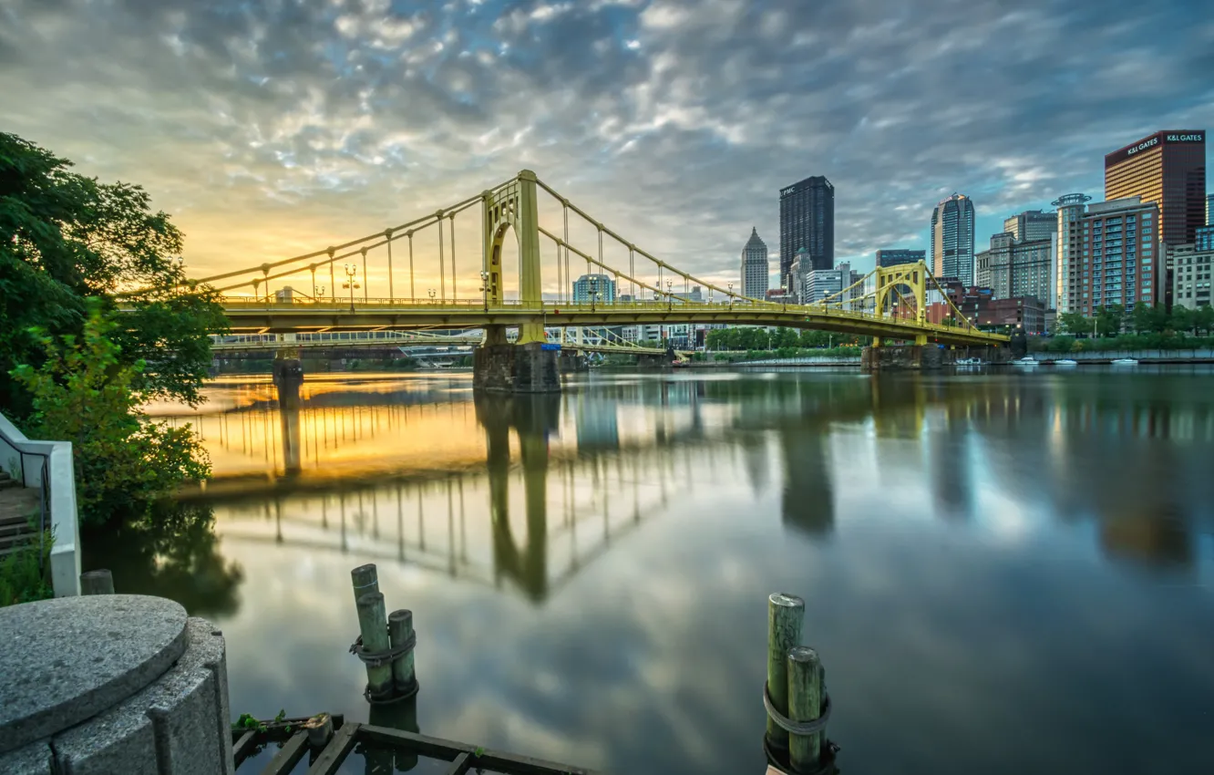 Photo wallpaper bridge, river, Pittsburgh