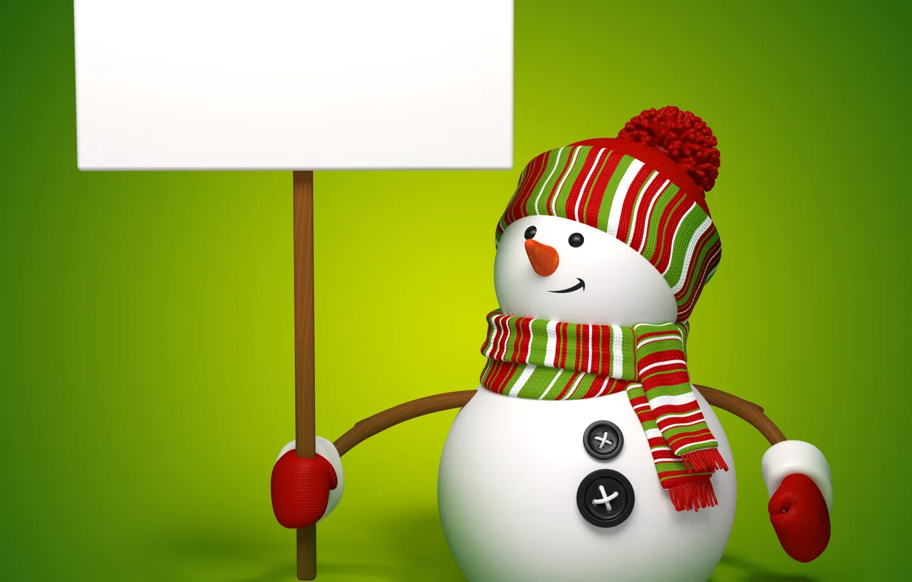 Photo wallpaper snowman, Christmas, New Year, cute, snowman, banner