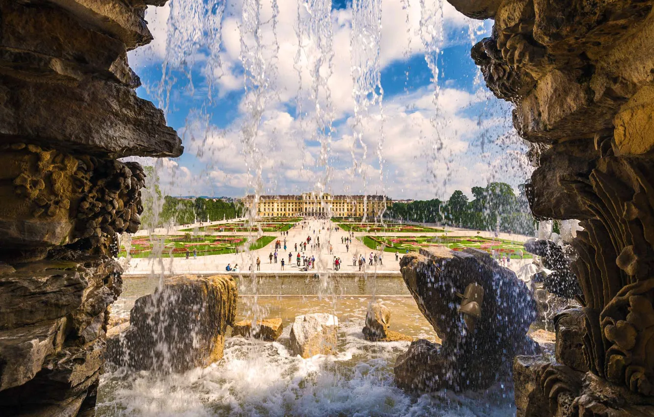 Photo wallpaper Austria, Palace, Vienna, Neptune fountain, Schönbrunn