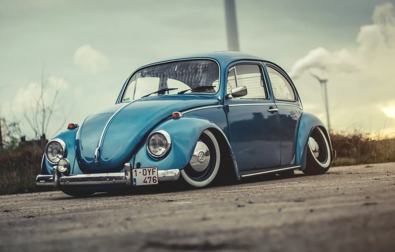 Photo wallpaper Auto, Retro, Machine, Beetle, Beetle, Volkswagen Beetle, 1972, Old