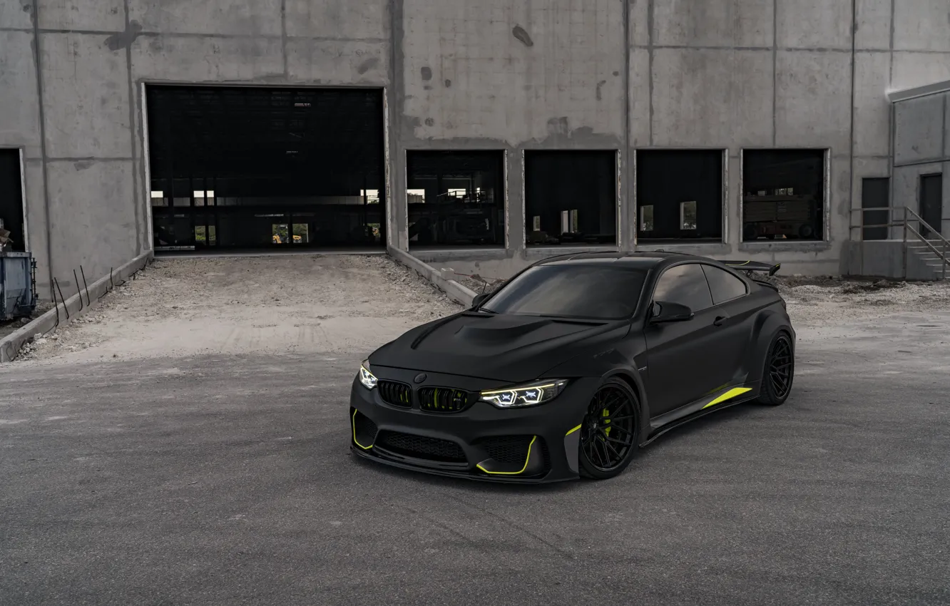 Photo wallpaper BMW, Light, Black, Coupe, Yellow, F82, Sight