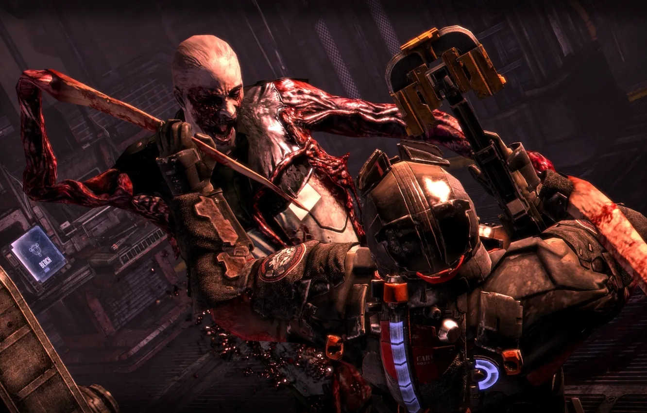 Photo wallpaper fight, Isaac Clarke, Dead Space 3, nekromorf