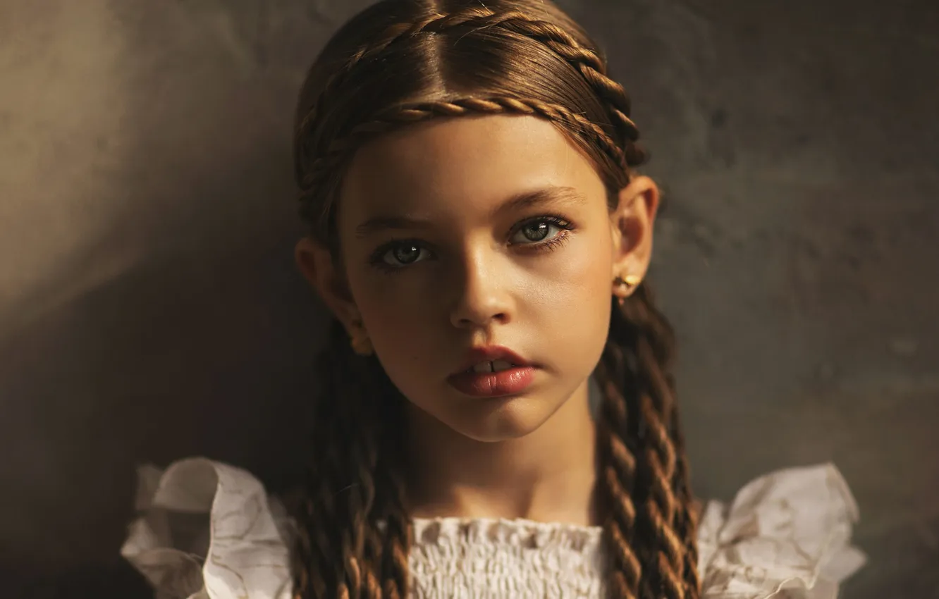 Photo wallpaper look, portrait, girl, braids, Valeriya Mytnik