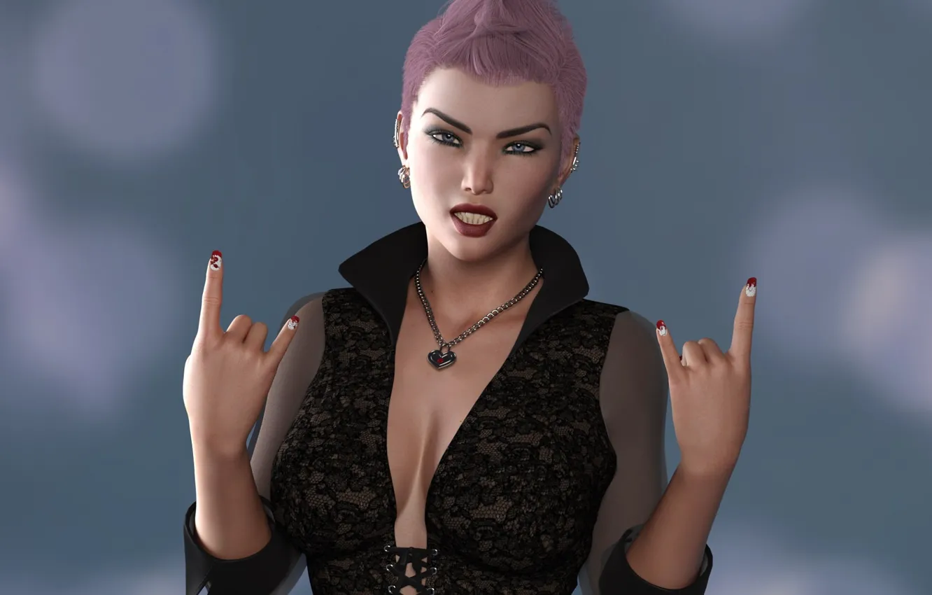 Photo wallpaper girl, punk, hands