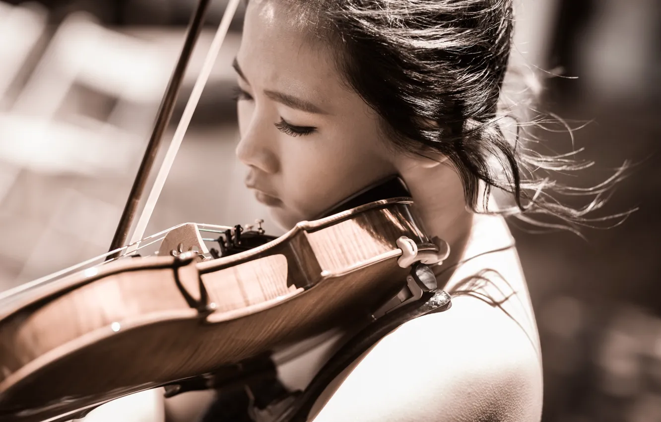 Photo wallpaper girl, music, violin