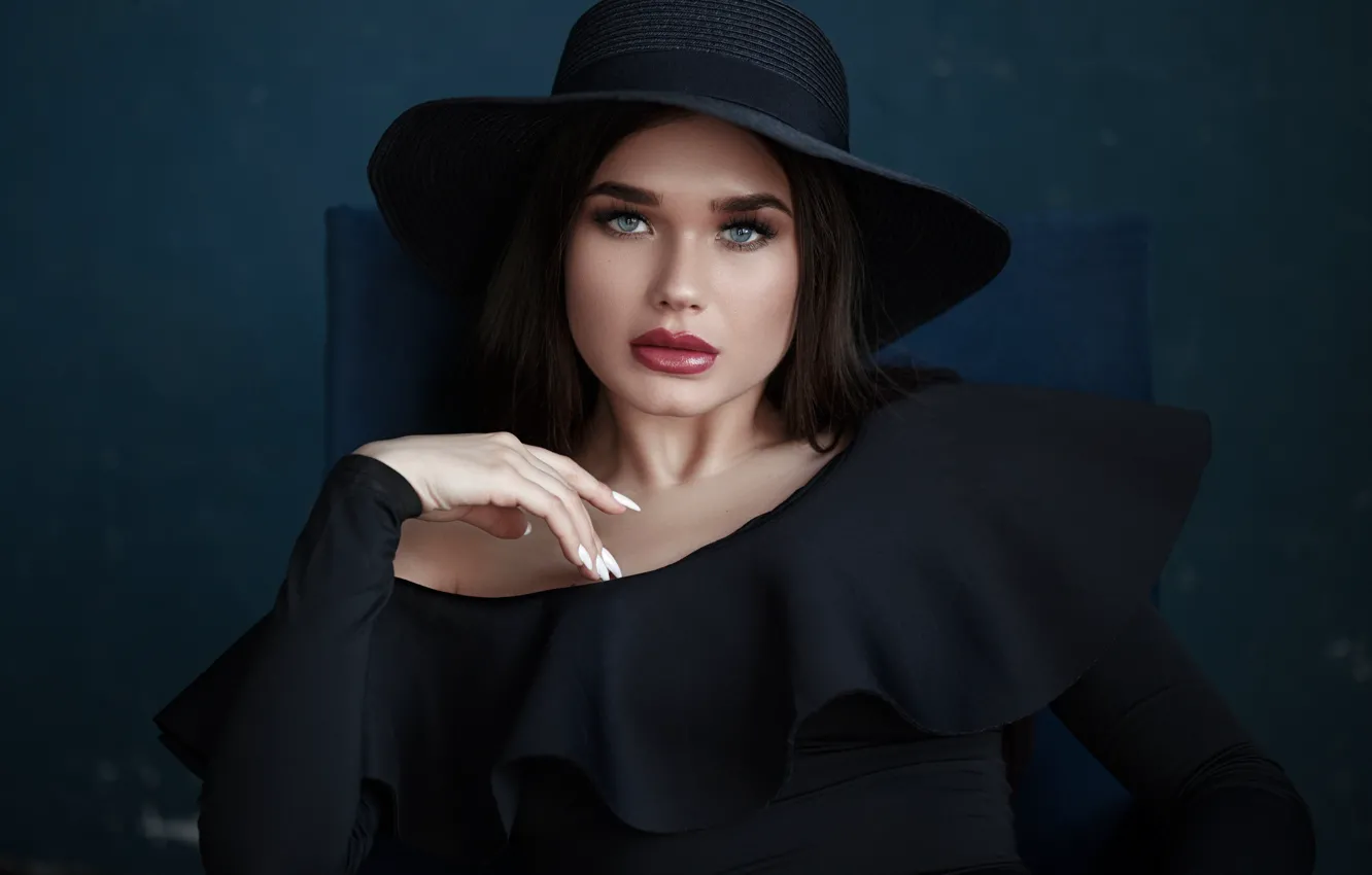 Photo wallpaper look, girl, hat, Andrey Zhukov
